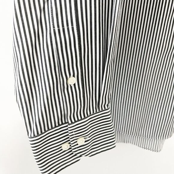 Joseph Abbound Classic Fit Black & White Striped Button Down Shirt Size 34/35 17 - Picture 5 of 7